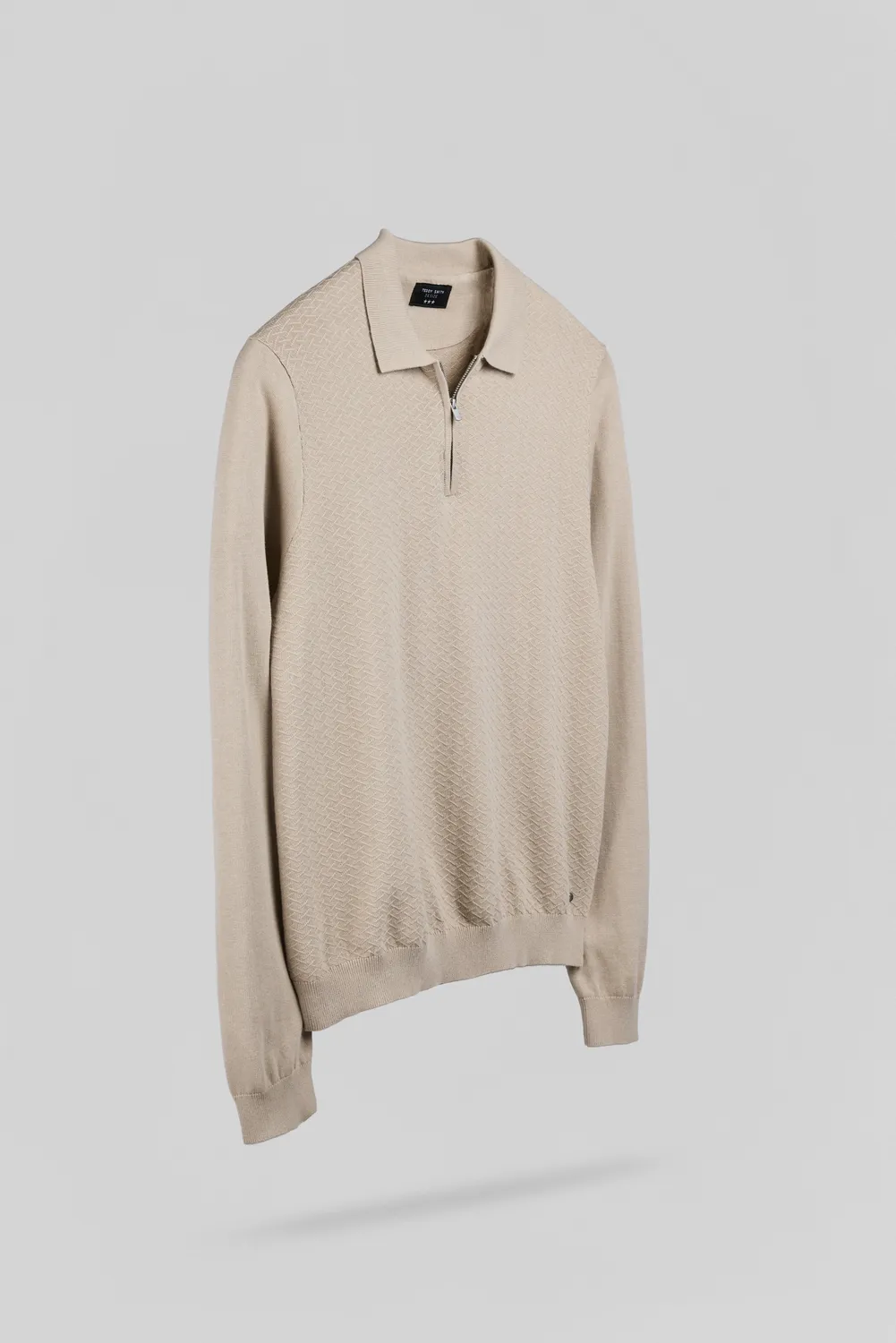 Teddy Smith P-Lynn ML polo manica lunga beige lin cotone