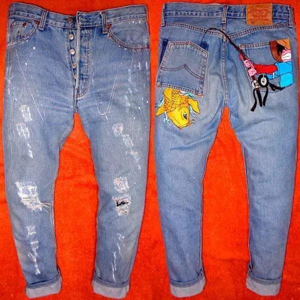 Levi's Vintage Sampei jeans dipinto a mano