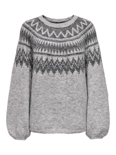 ONLY Onlreykja Maglia Girocollo L Grigio Melange