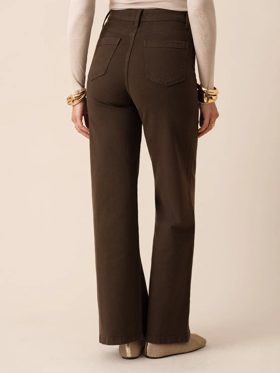 Oraije Gaspard jeans wide marrone cioccolato