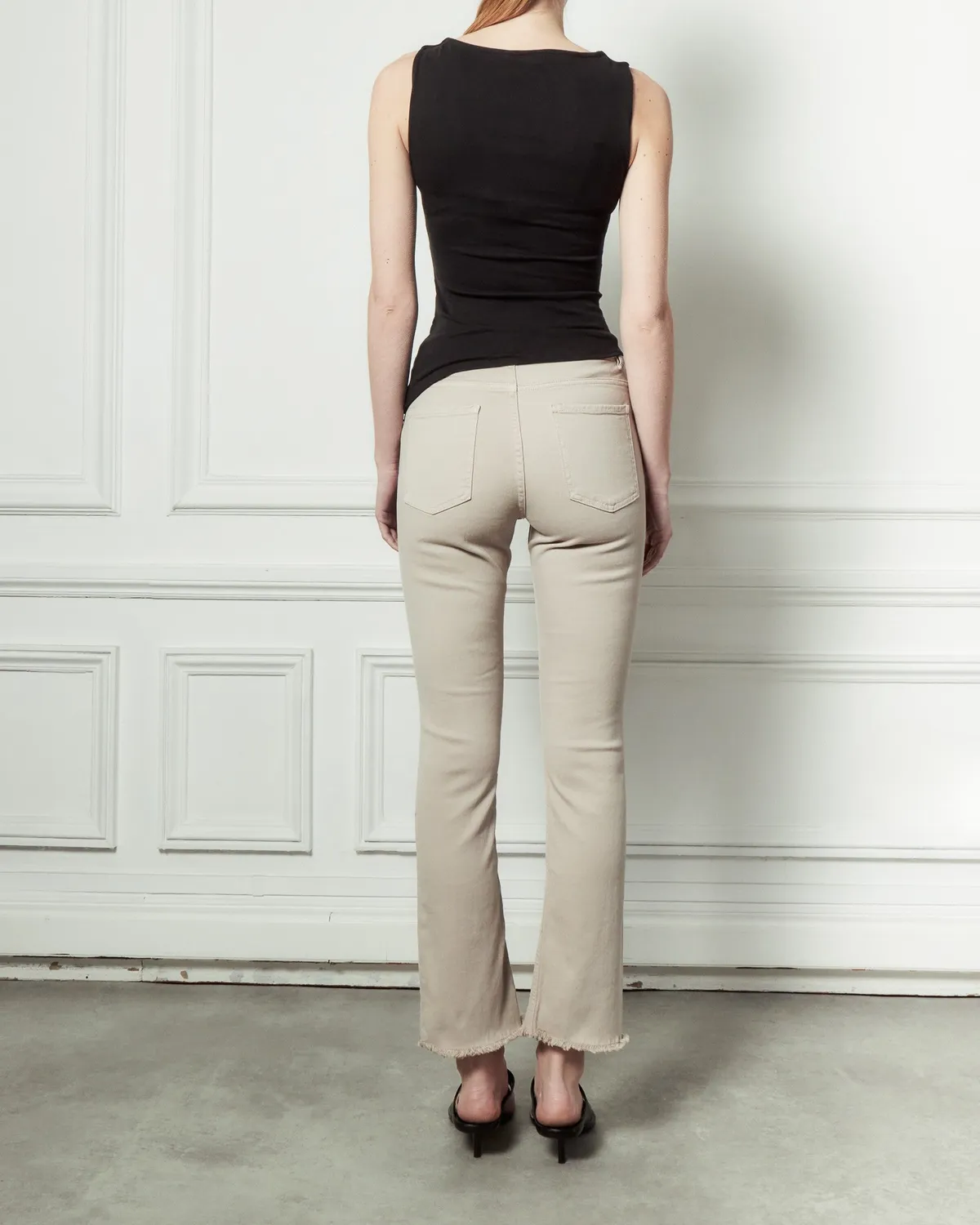 Acquaverde Cara pantalone bootcut beige frangé