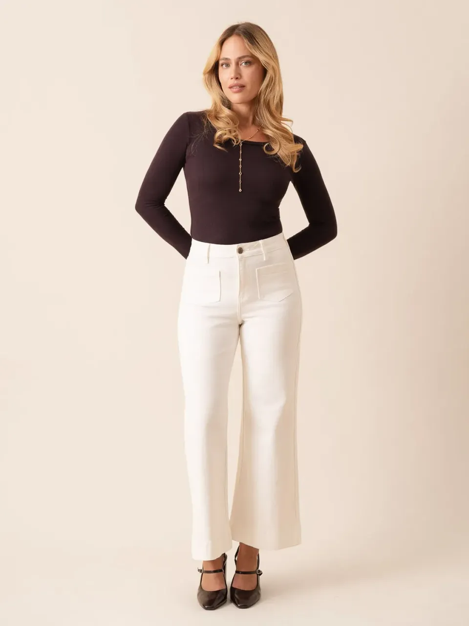 Oraije Gasparette jeans wide bianco