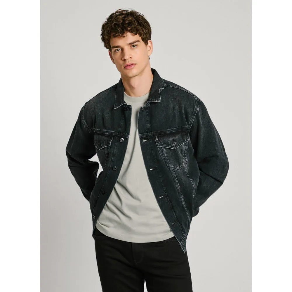Pepe Jeans giacca jeans uomo M nero usato destroyed