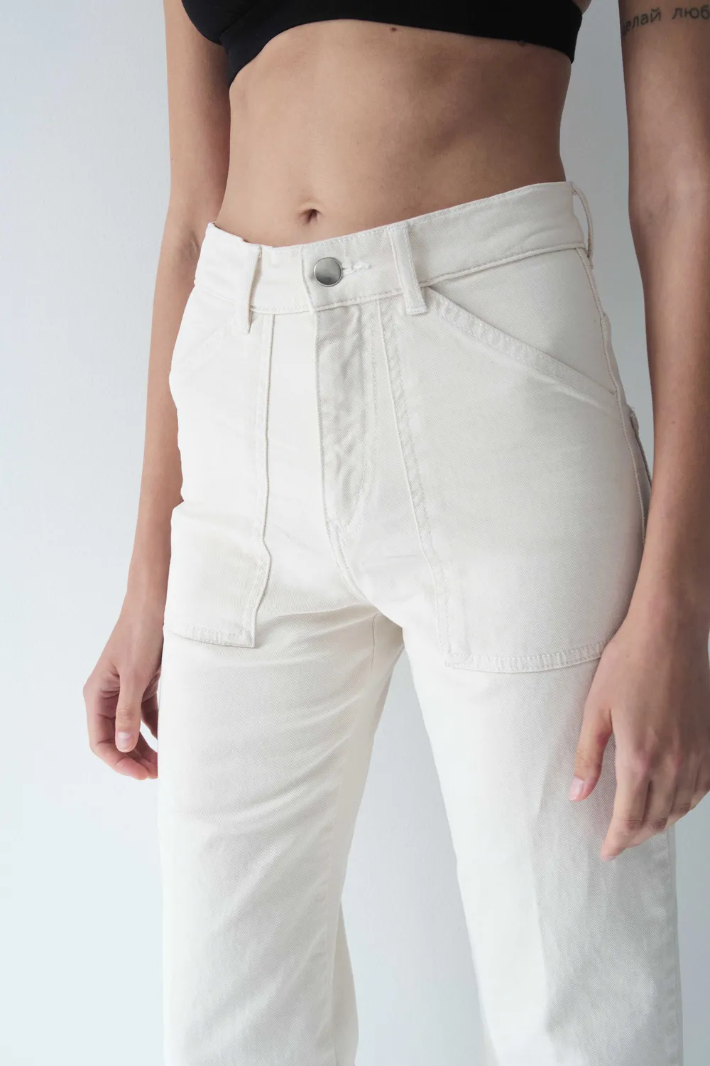 acquaverde Eddy pantalone Cream vita alta largo