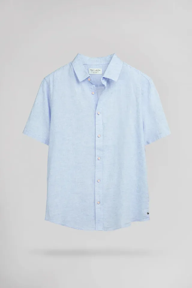 Teddy Smith C-Pietro MC camicia uomo pastel blue lino