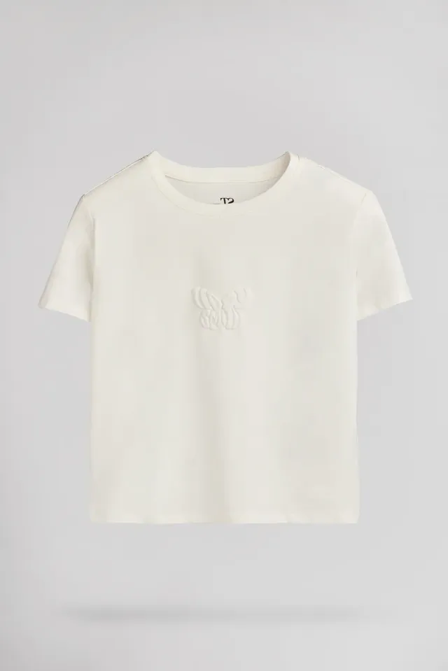 Teddy Smith T-Ody Mc Jr Maglietta Bianca Bambina Elastic