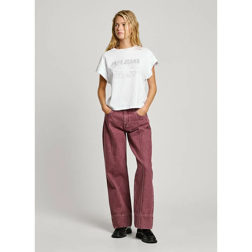 Pepe Jeans Lira T-Shirt Donna Bianca Senza Maniche Strass