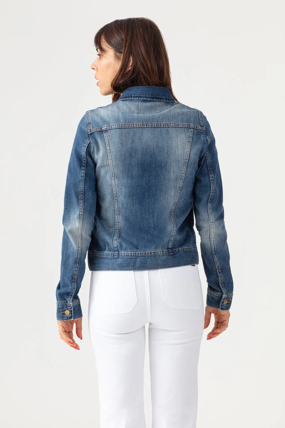 acquaverde Abbey giacca jeans hand brushed dritta