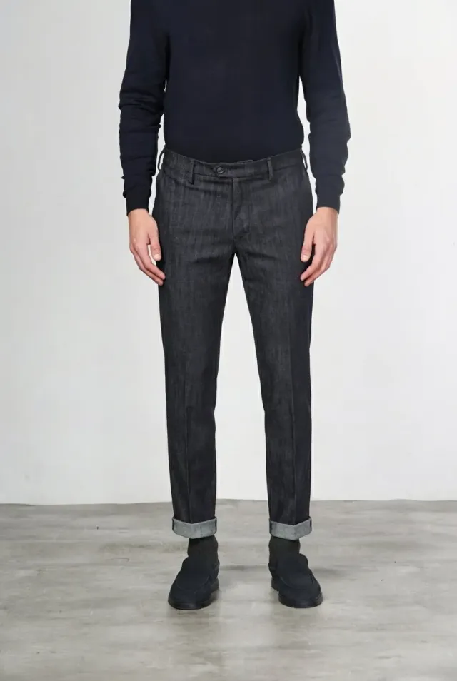 Mason's New York pantalone chino uomo denim blu navy regular