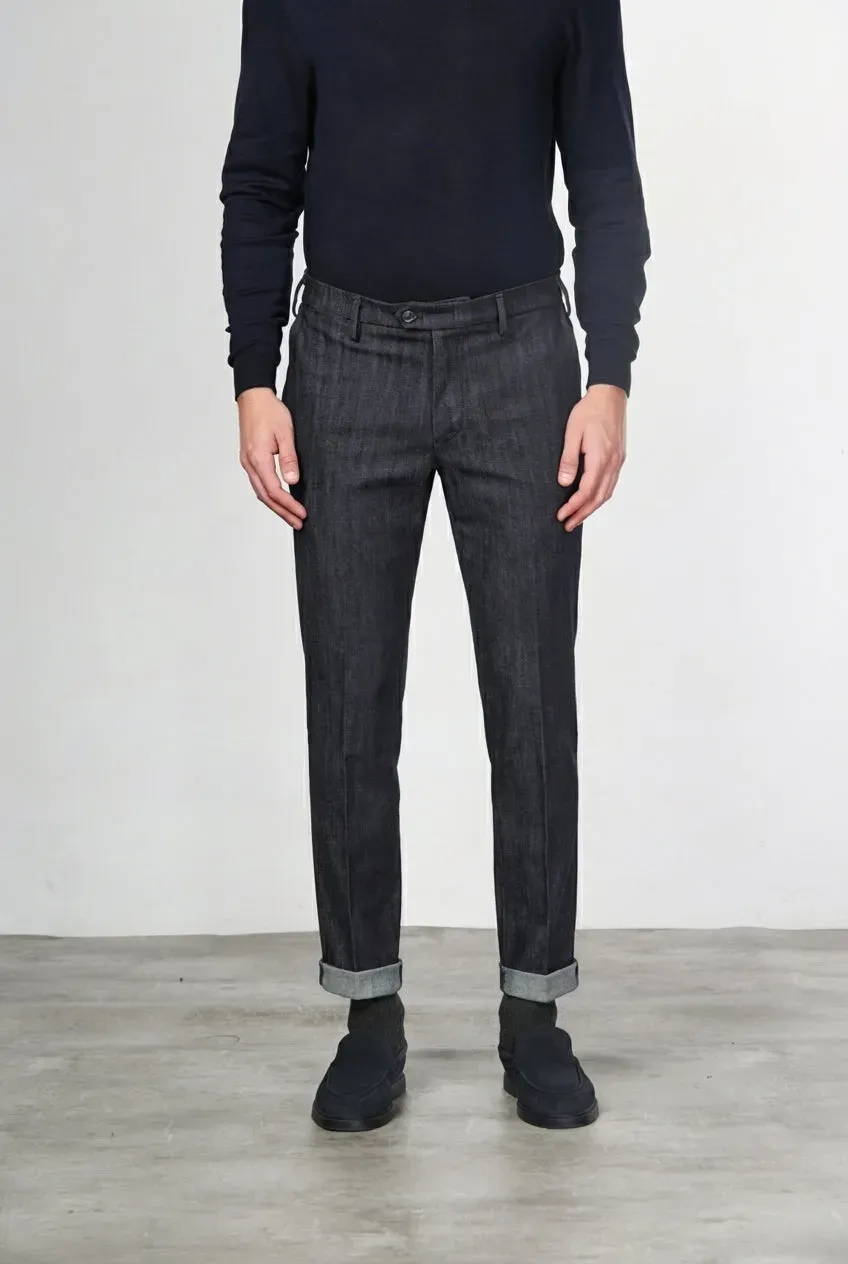 Mason's New York pantalone chino uomo denim blu navy regular