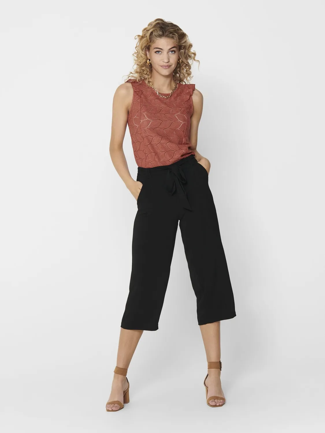 ONLY Onlwinner Palazzo pantaloni culotte neri donna