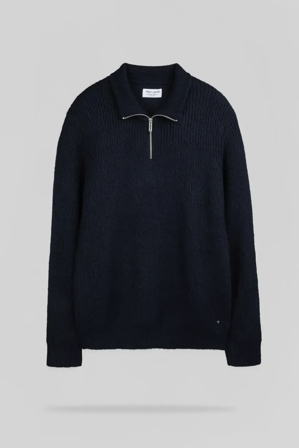 Teddy Smith P-Clayton maglione zip blu navy misto lana