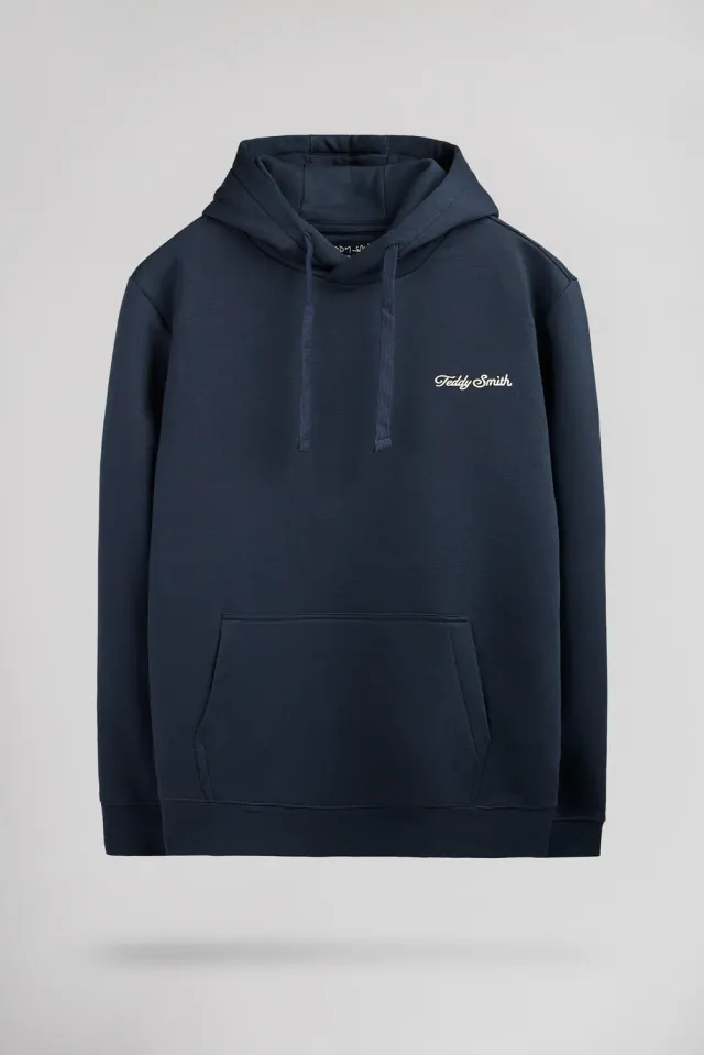 Teddy Smith S-Minimalist Felpa Cappuccio Uomo Total Navy