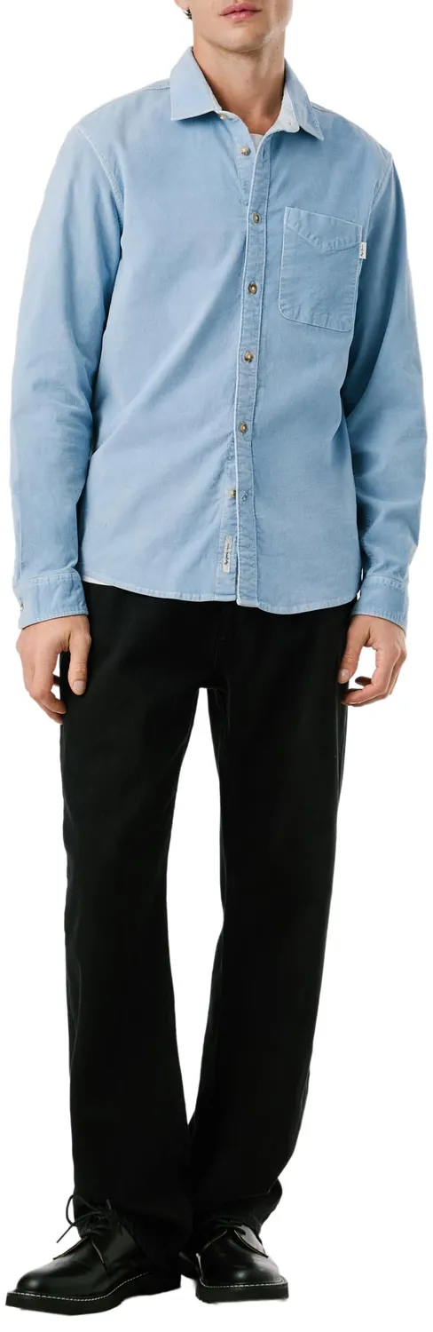 Pepe Jeans Clayton camicia uomo blu regular fit cotone