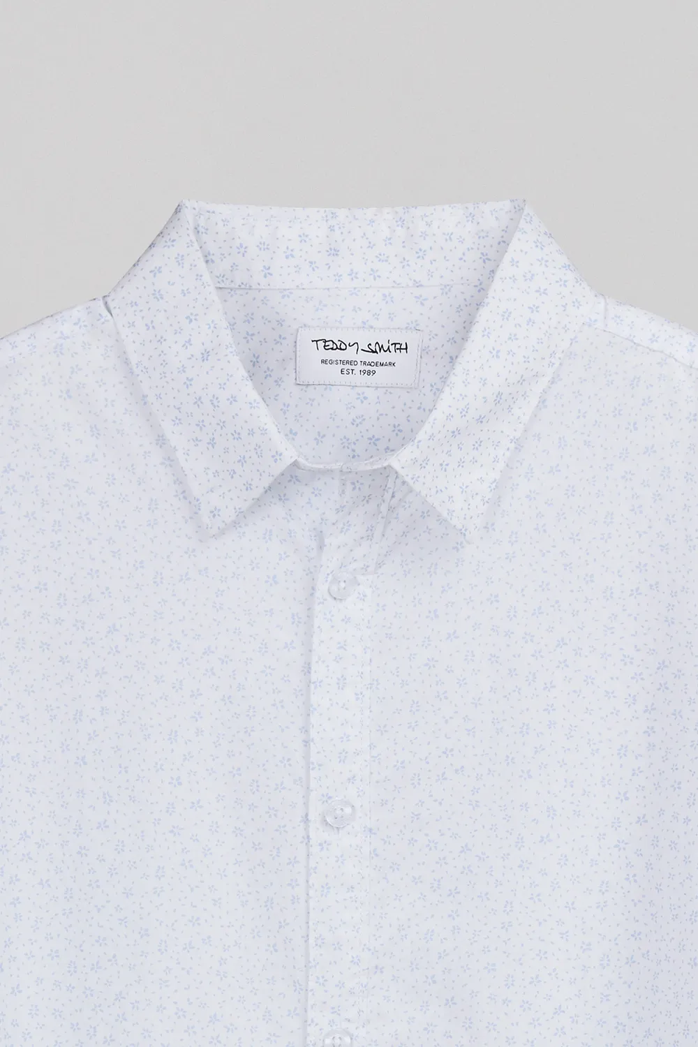 Teddy Smith Carton ML Blanc camicia slim bianco stampa blu