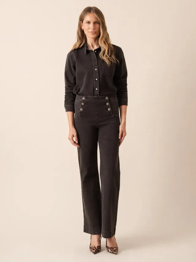 Oraije Victo jeans wide grigio scuro vita alta
