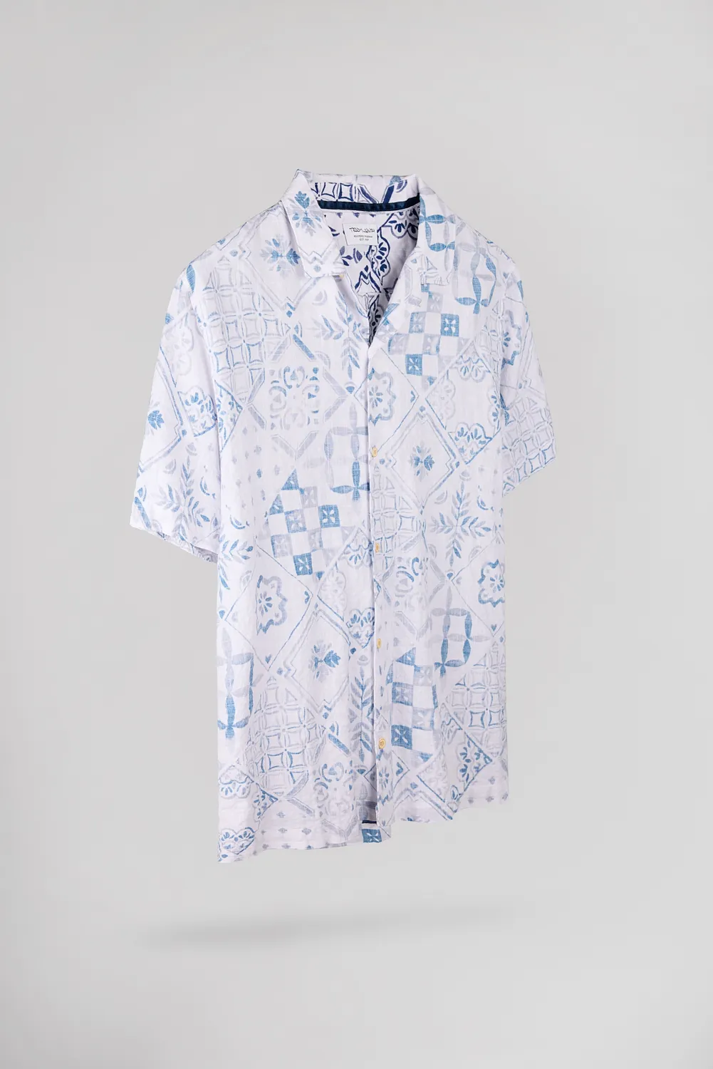Teddy Smith C-Raymond Camicia Hawaiana Bianca Blu