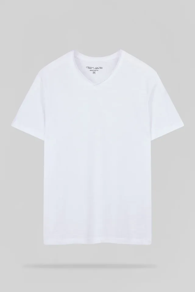 Teddy Smith T-Gildas MC t-shirt uomo bianco scollo V