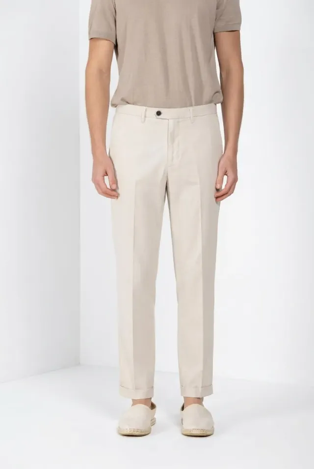 Mason's Boston Chino Uomo Stucco Relaxed Cotone Lino