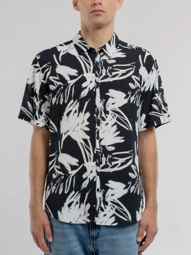 Teddy Smith C-Dixon MC camicia manica corta blu navy viscosa