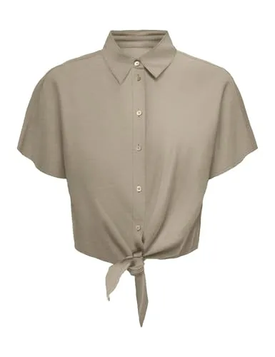 ONLY Onljakiri Linen S/S Knot camicia lino taglia S