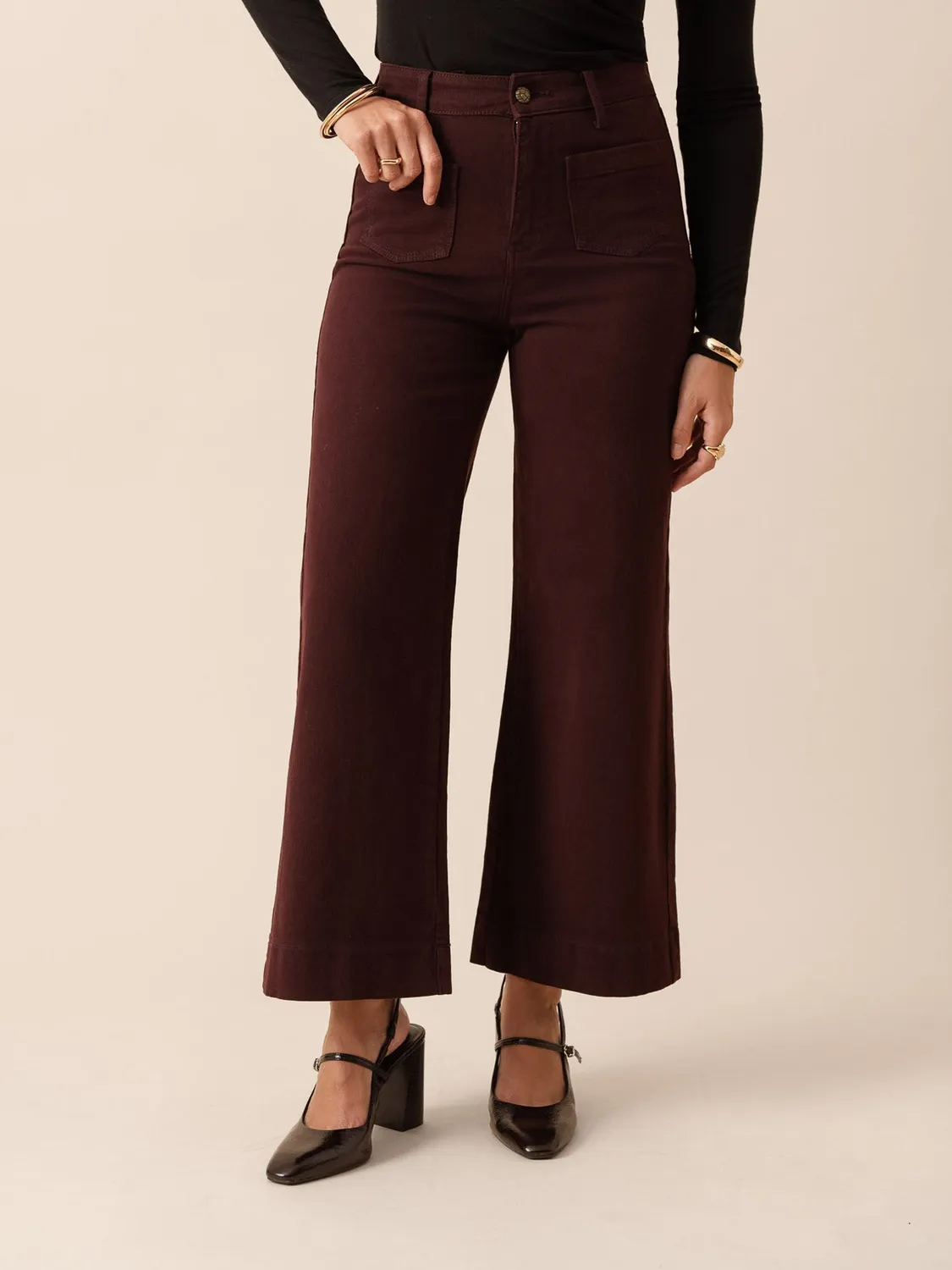 Oraije Gasparette jeans wide bordeaux fluido