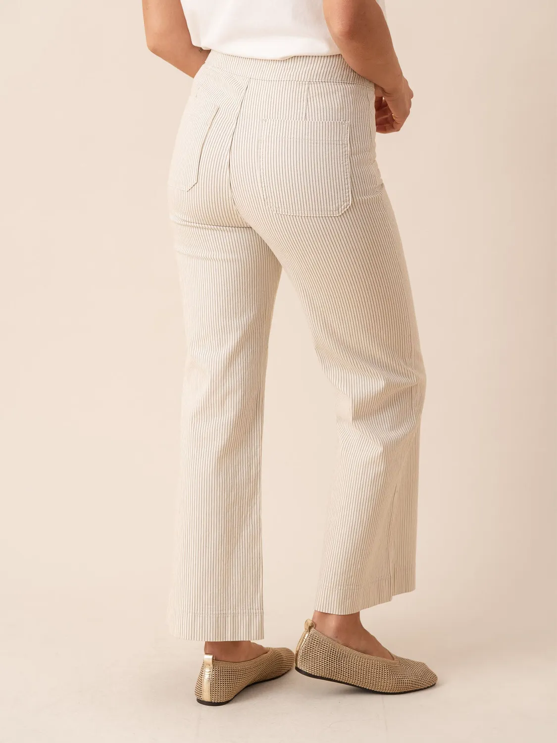 Oraije Victorine jeans wide donna verde a righe