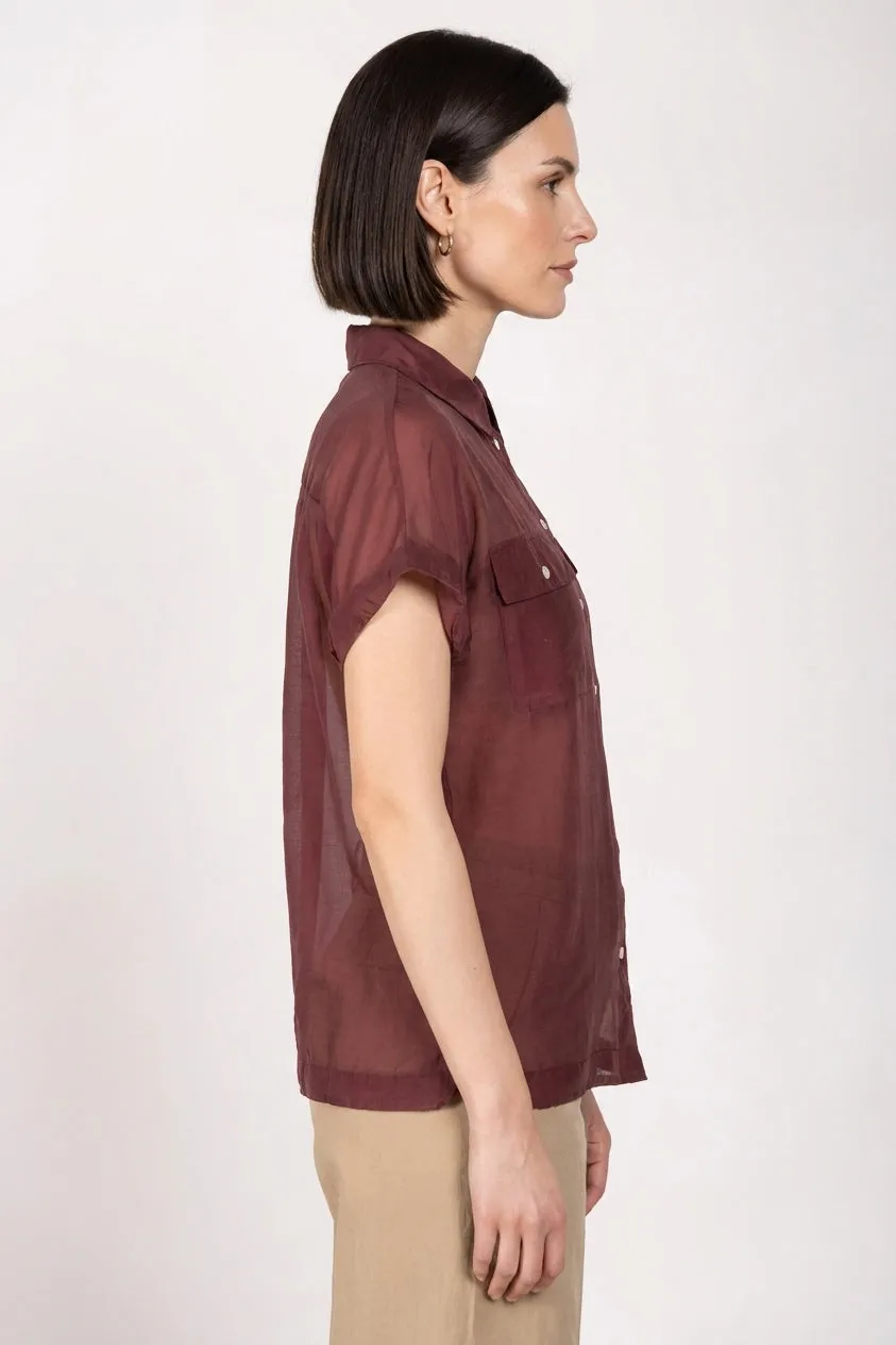 Mason's Natalie Camicia Donna Bordeaux Manica Corta