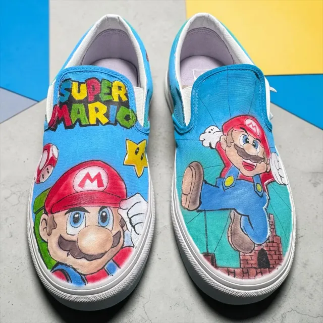 Vans Slip-On Super Mario Bros scarpe dipinte a mano