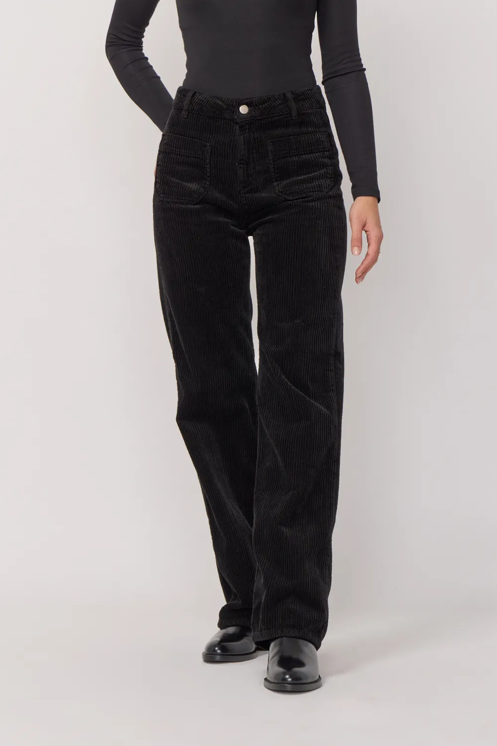 acquaverde Melvil pantaloni velluto neri flare