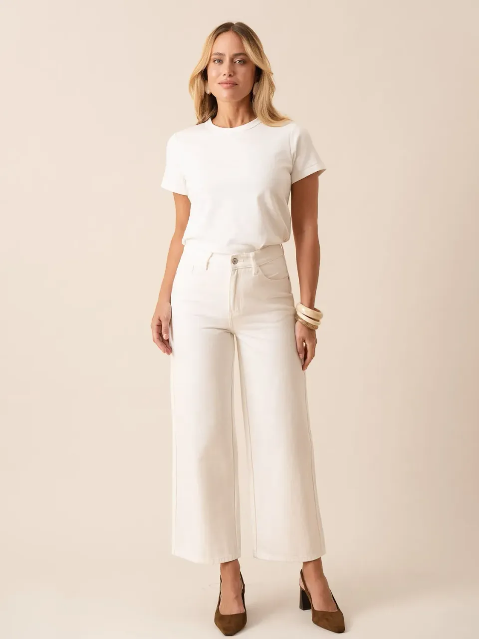 Oraije Colombe Jeans Wide Donna Bianchi Cinturati