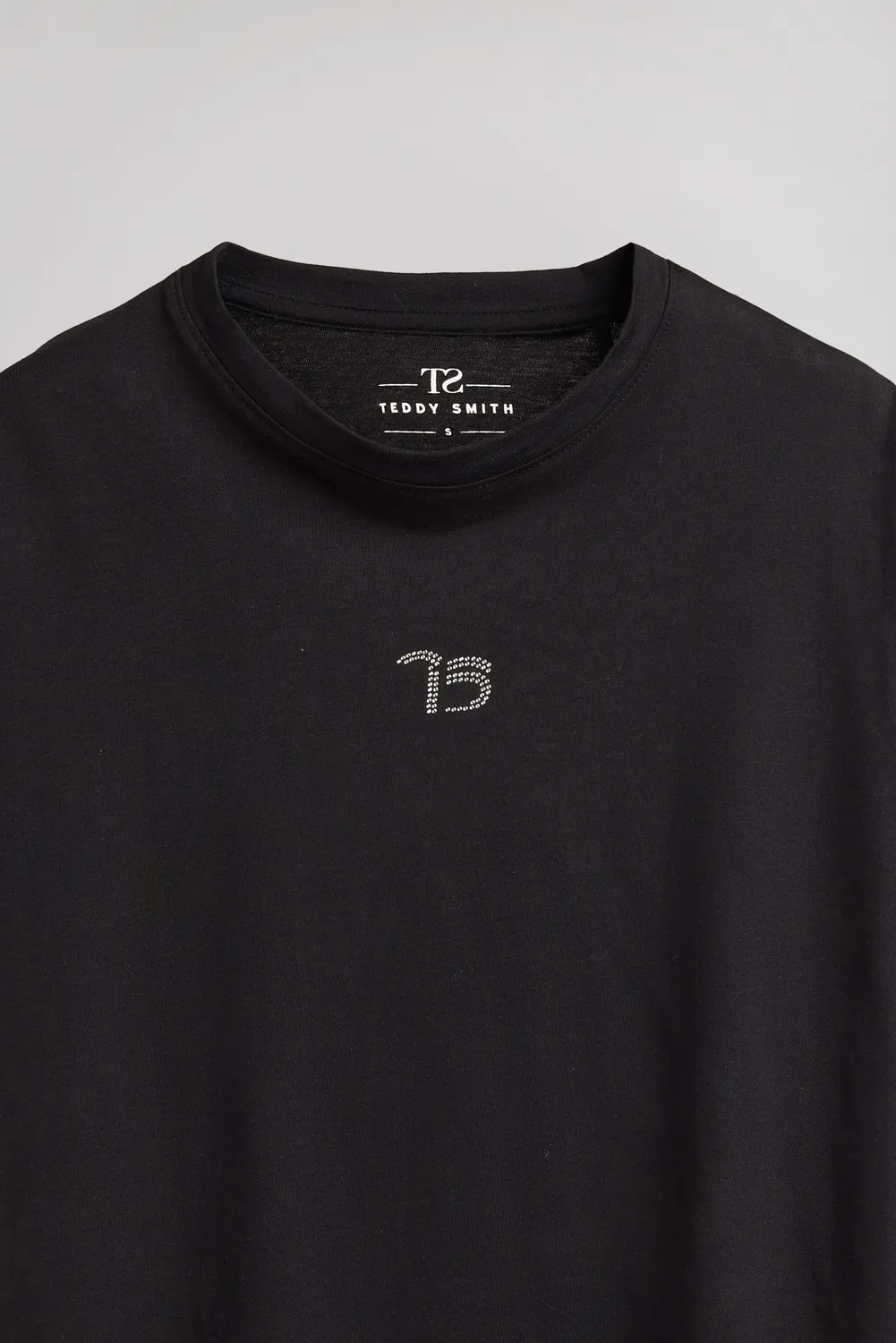 Teddy Smith T-Diana t-shirt donna nera strass cotone