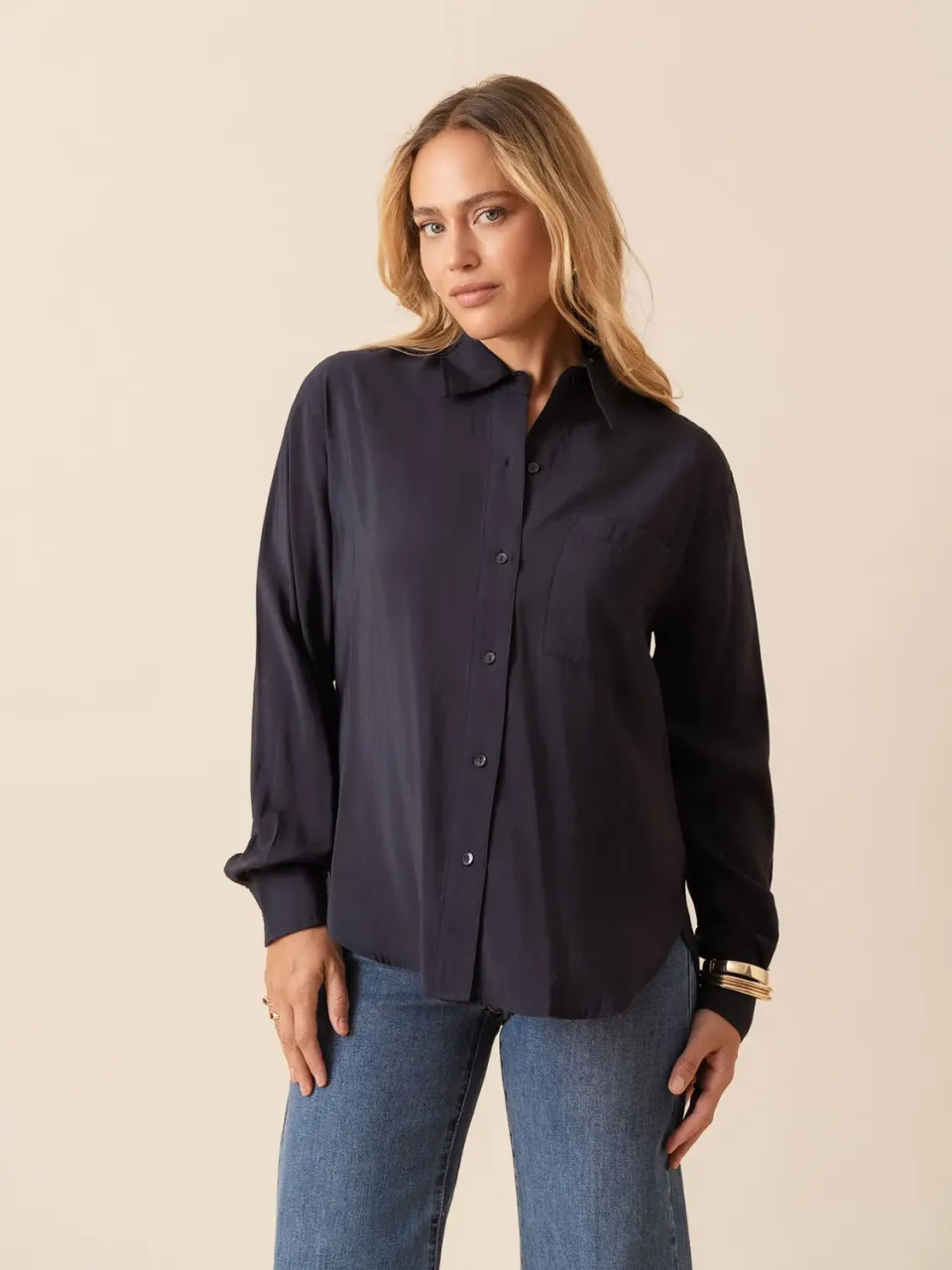 Oraije Orelis camicia marine leggera oversize