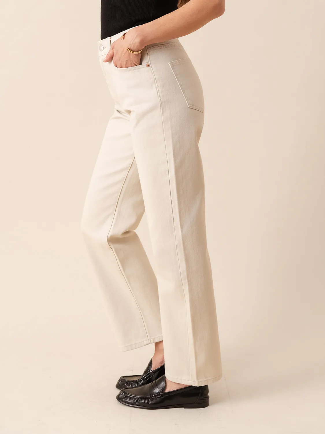 Oraije Sand jeans wide beige cotone