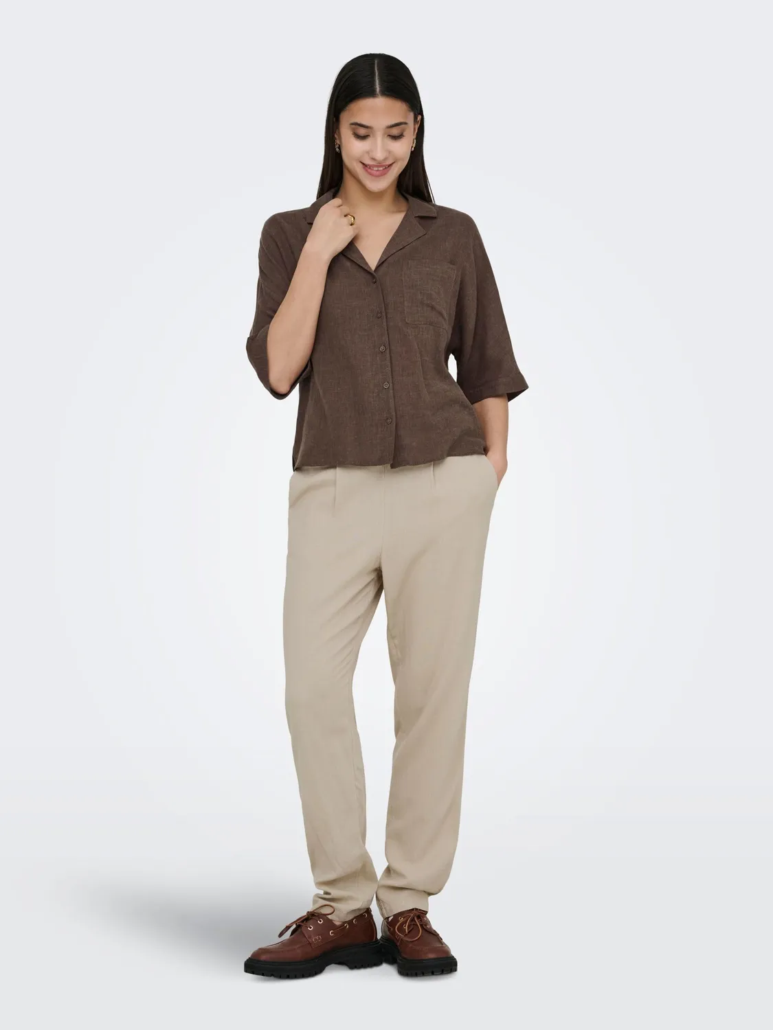ONLY ONLGOA-POPTRASH Pantaloni Lino Comfort Coulisse