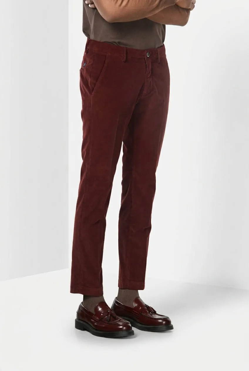 Mason’s Torino pantalone chino uomo rosso scuro velluto slim