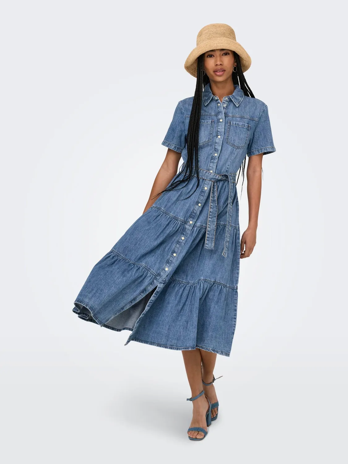 ONLY Onlaliyah Long abito denim camicia taglia S cintura