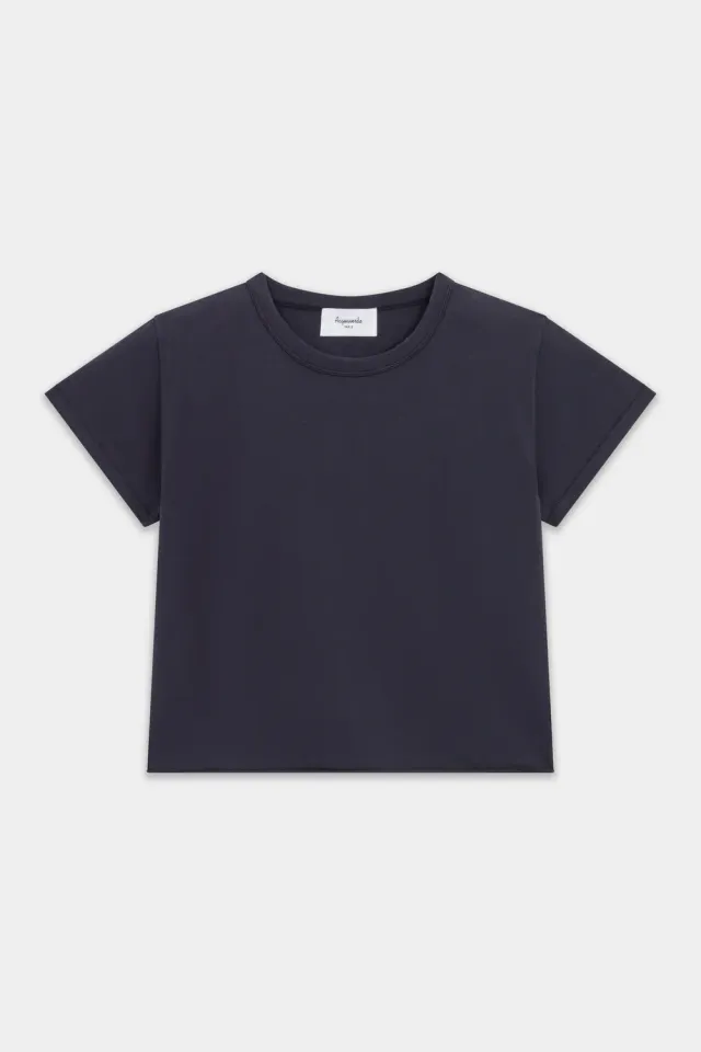 Acquaverde T-shirt cropped Black Stone effetto usato