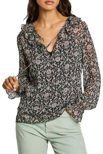 Pepe Jeans camicetta donna manica lunga chiffon volant