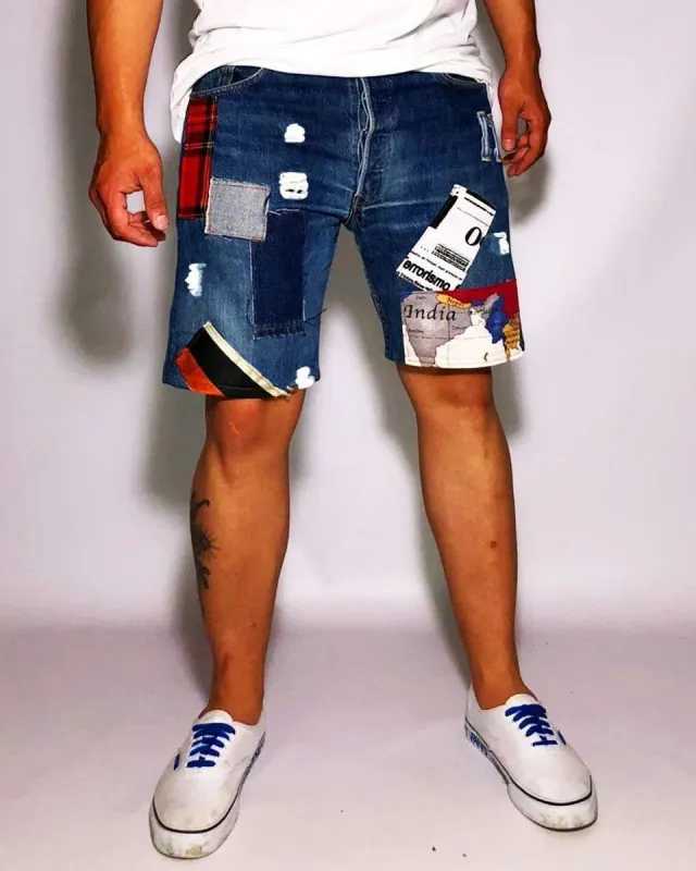 Levi's Vintage bermuda patchwork short jeans custom