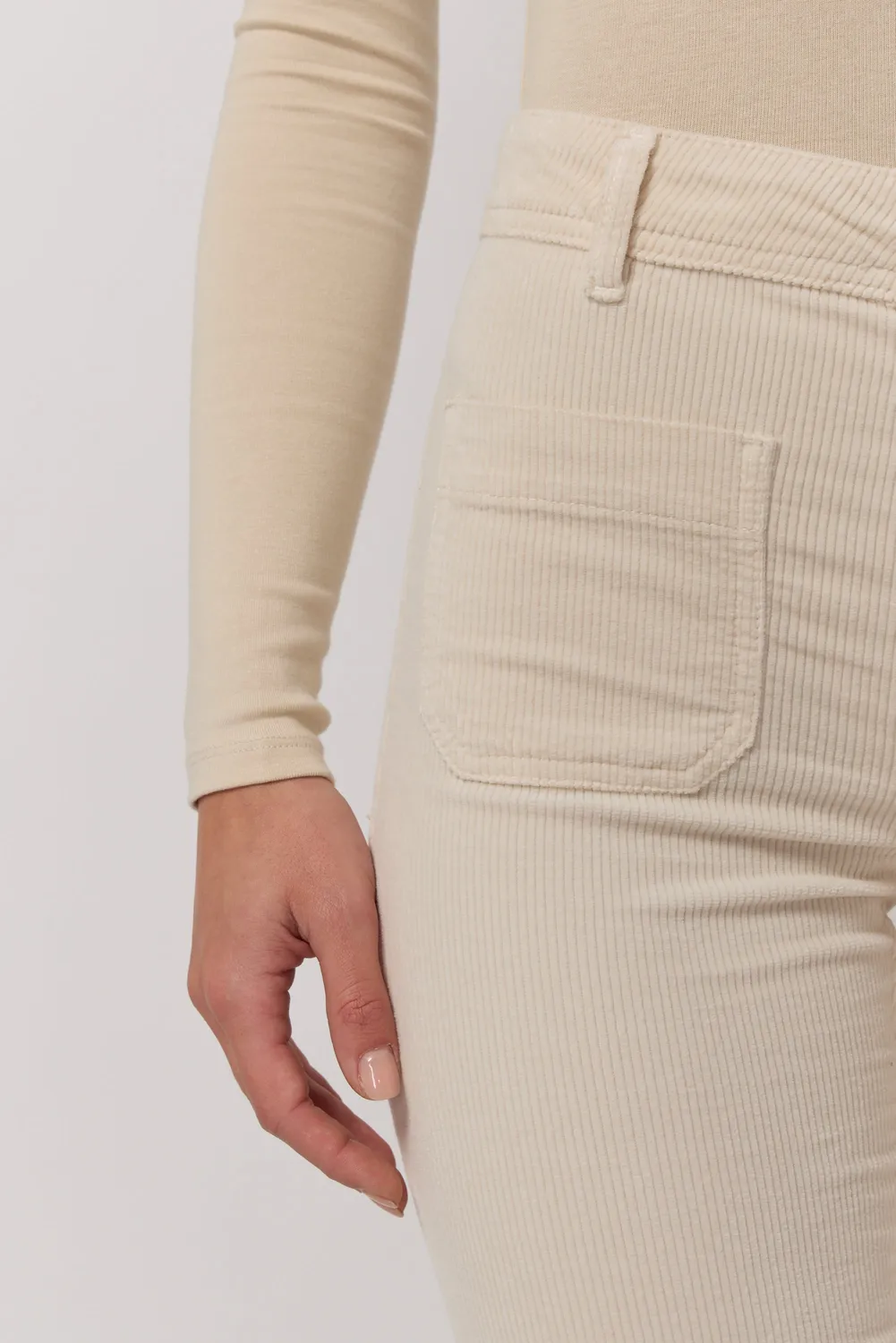 acquaverde Carlotta pantaloni velluto Cream cropped