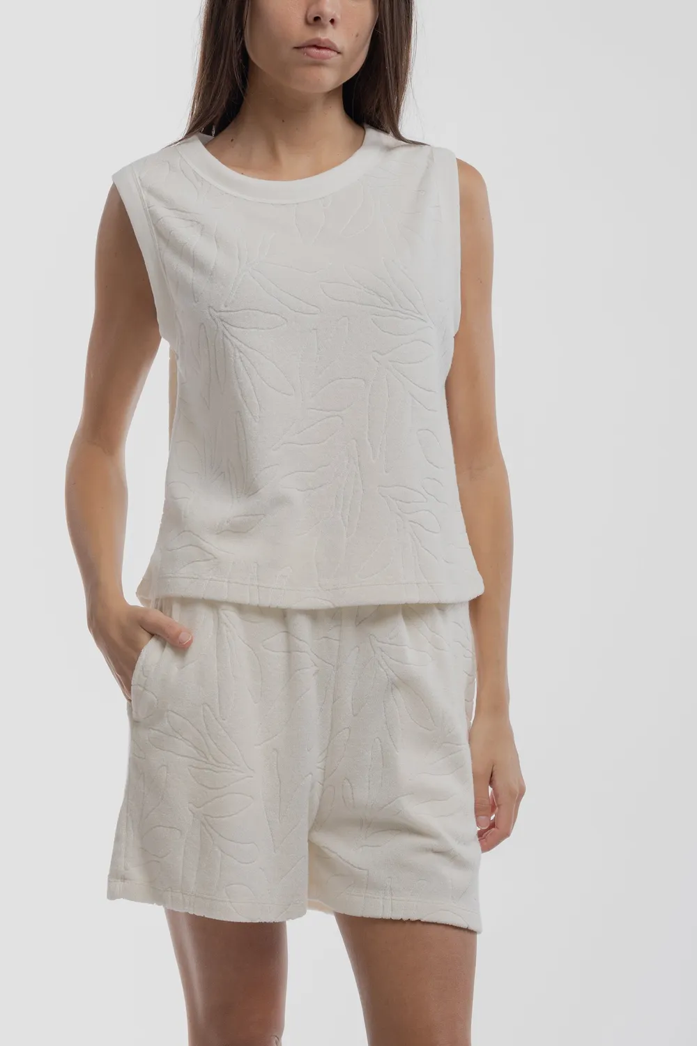 Teddy Smith T-Noisette Top Donna Bianco Jacquard