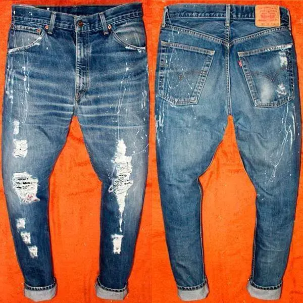 Never Say Never Levi's Vintage 07 jeans destroyed vernice