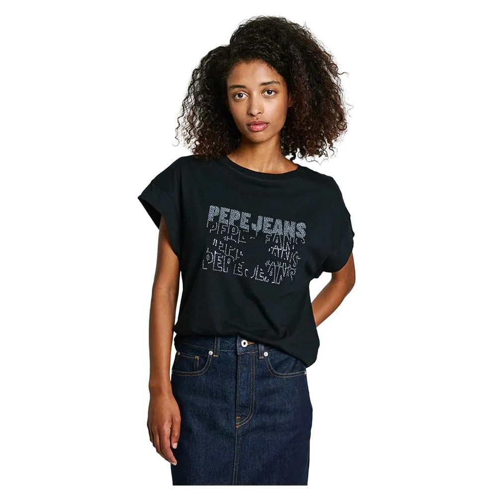Pepe Jeans Lira T-Shirt Donna Bianca Senza Maniche Strass