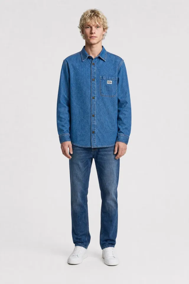 Teddy Smith C-Grant ML camicia denim uomo vintage indigo