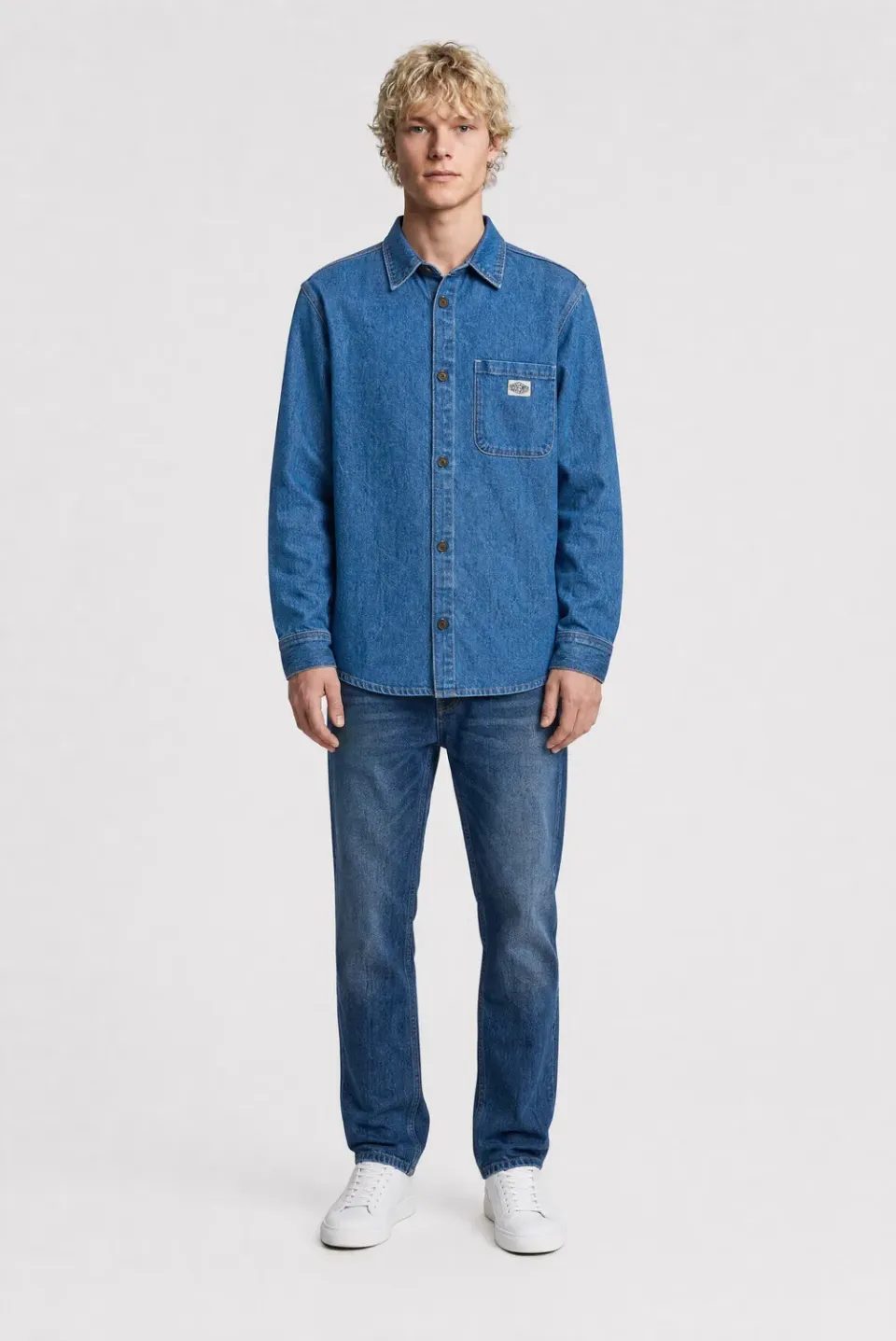 Teddy Smith C-Grant ML camicia denim uomo vintage indigo