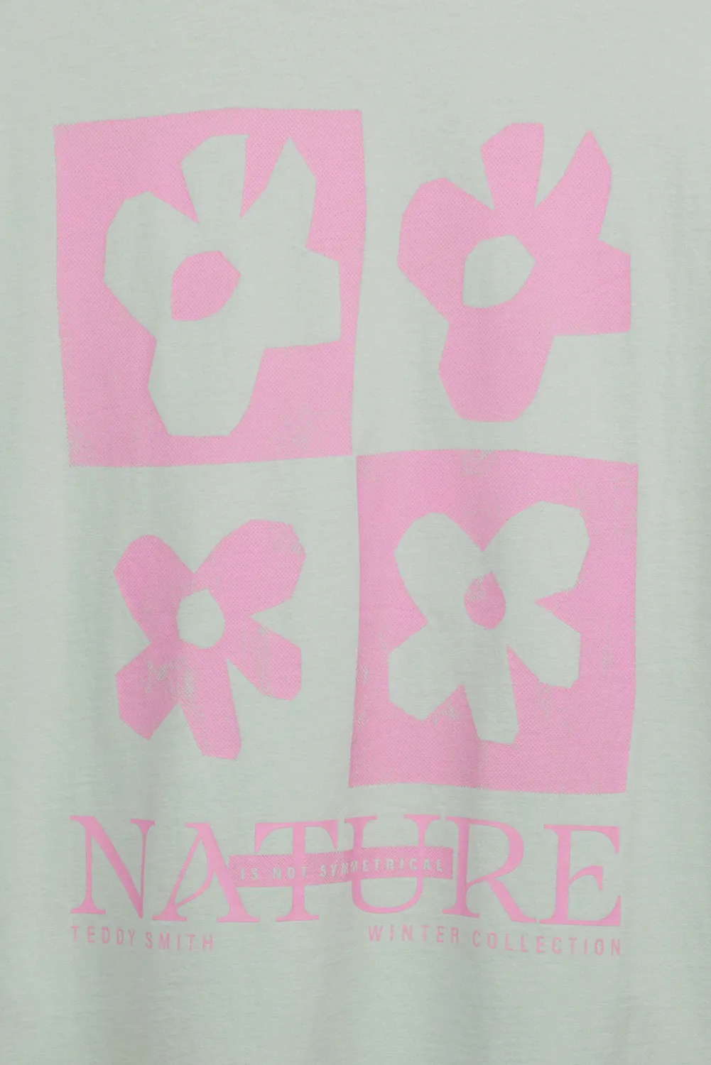 Teddy Smith T-Flower t-shirt donna Stone Mint oversize
