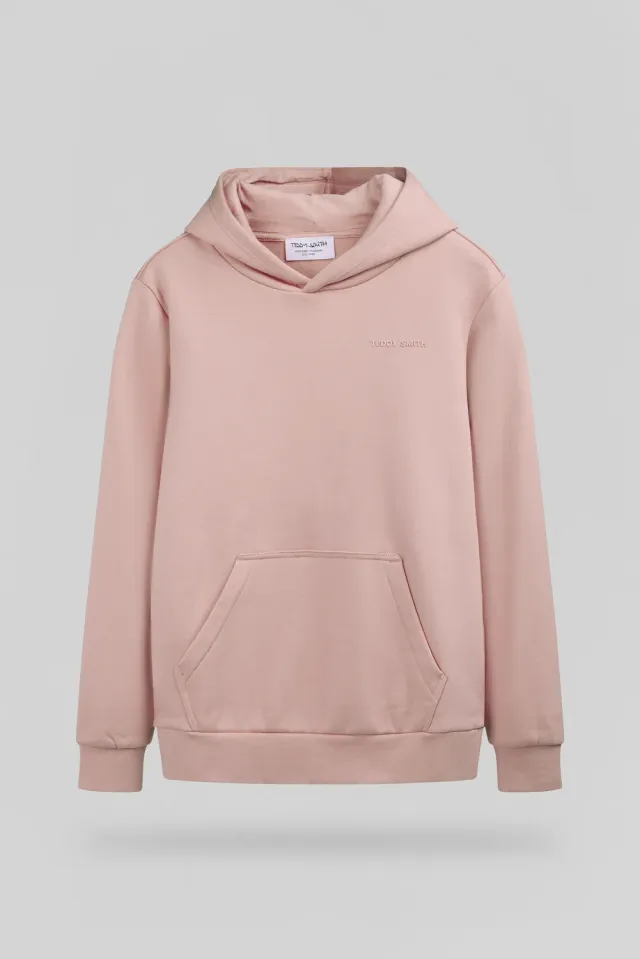 Teddy Smith S-Nark Hoody Jr felpa rosa legno bimbo