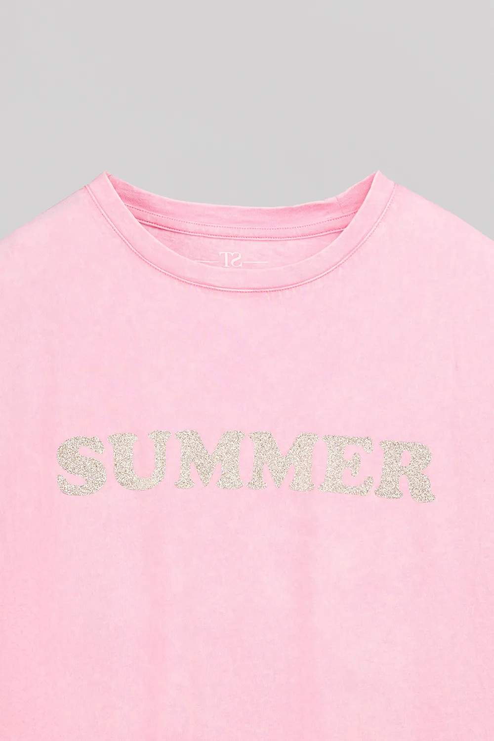 Teddy Smith T-Glitter MC t-shirt oversize rosa