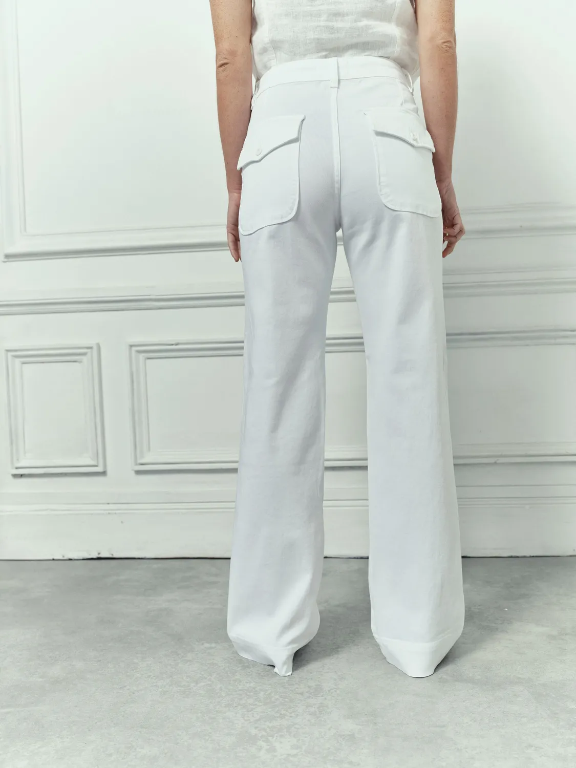 Acquaverde Paltrow Long pantaloni White gabardine